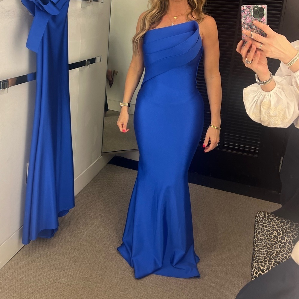 NWT NICOLE BAKTI STRAPLESS EVENING DRESS 7082 Size 8 Royal Blue - Picture 14 of 14